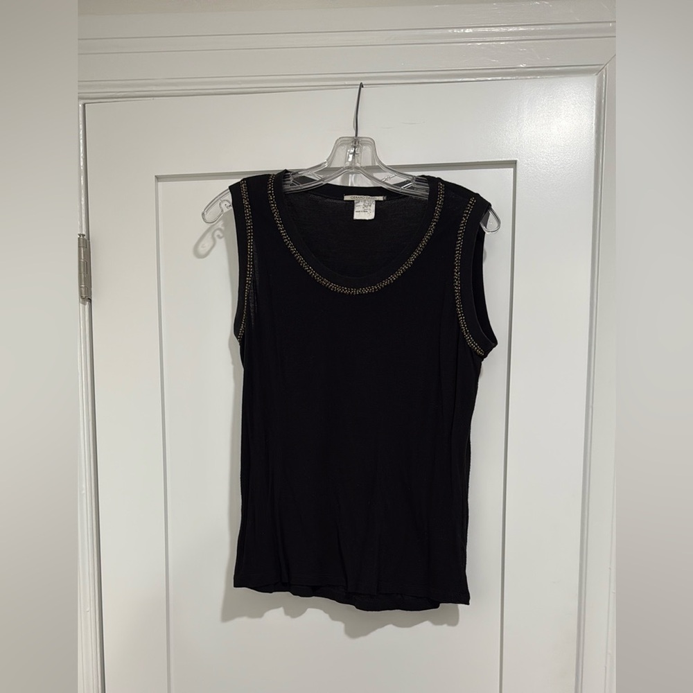 Gerard Darel black dressy tank top with bead accents (size 3)